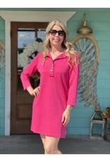 Jenni 2 Button Dress in Hot Pink