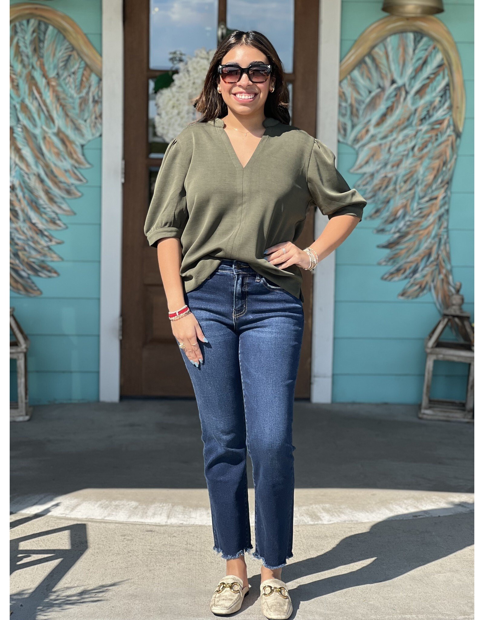 Olive V-Neck Alyssa Top