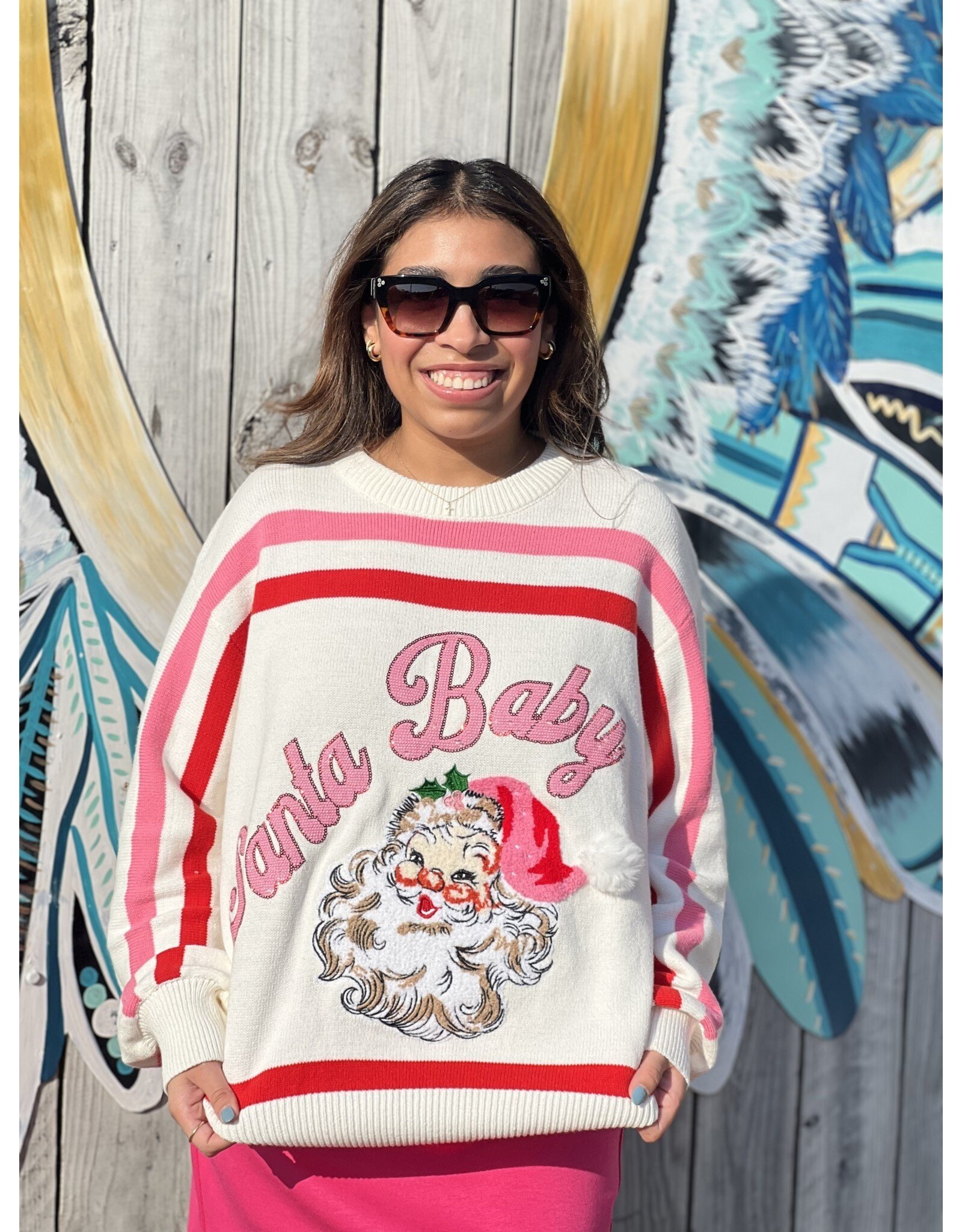 Queen of Sparkles Pink Santa Baby Sweater