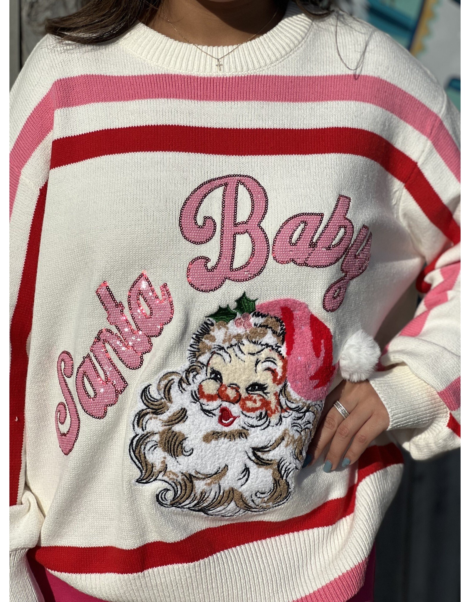 Queen of Sparkles Pink Santa Baby Sweater