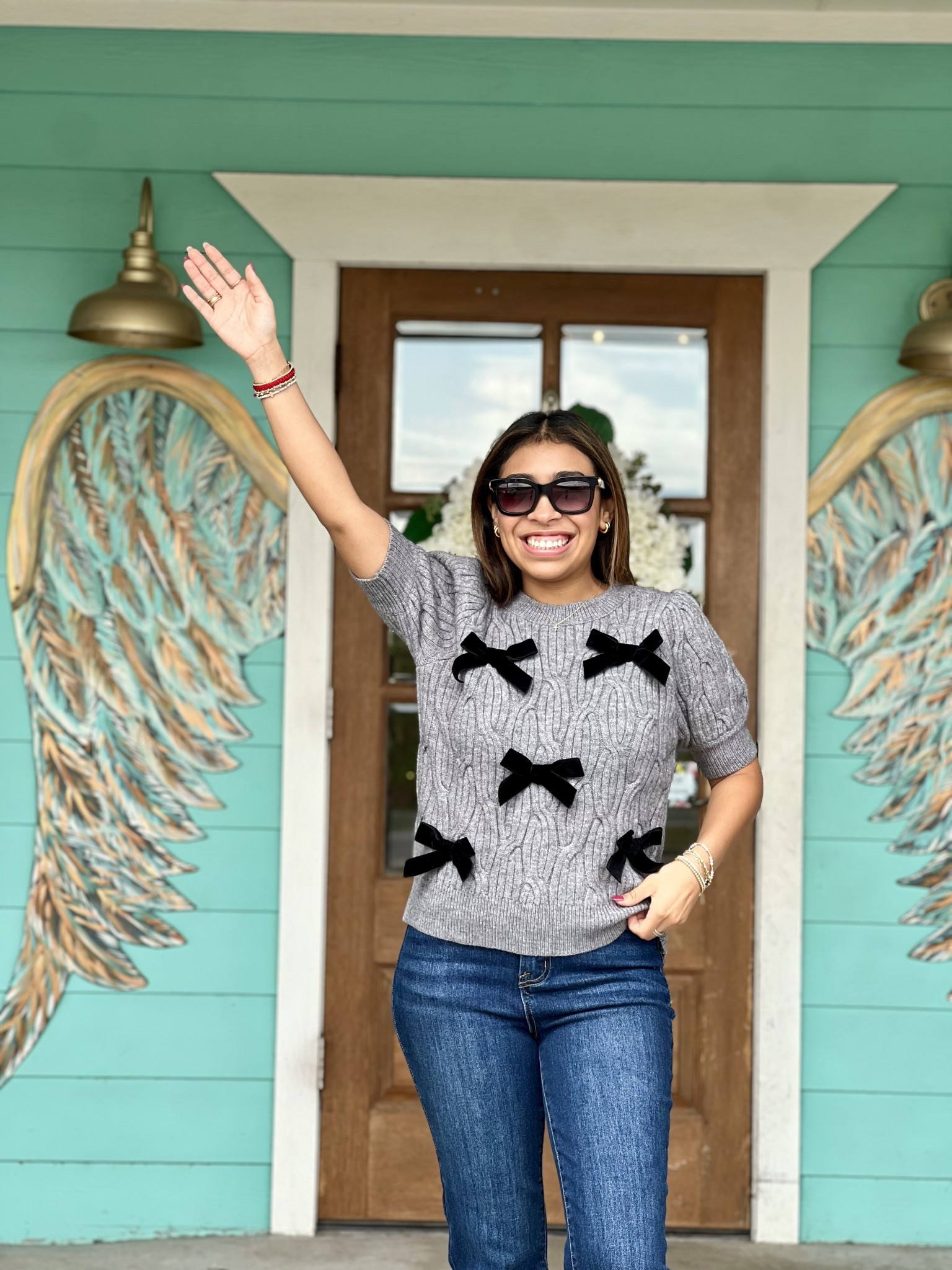 Gray Sugar Bow Sweatshirt Set