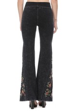 T Party Mineral Wash Floral Embroidered Flare Yoga Pants