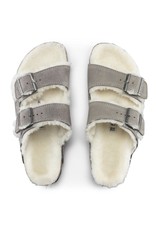 Birkenstock Arizona Suede Stone Coin with Shearling Fur Lining