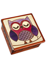 Enchanted Boxes Sleeping Owl on a Branch Wood Box