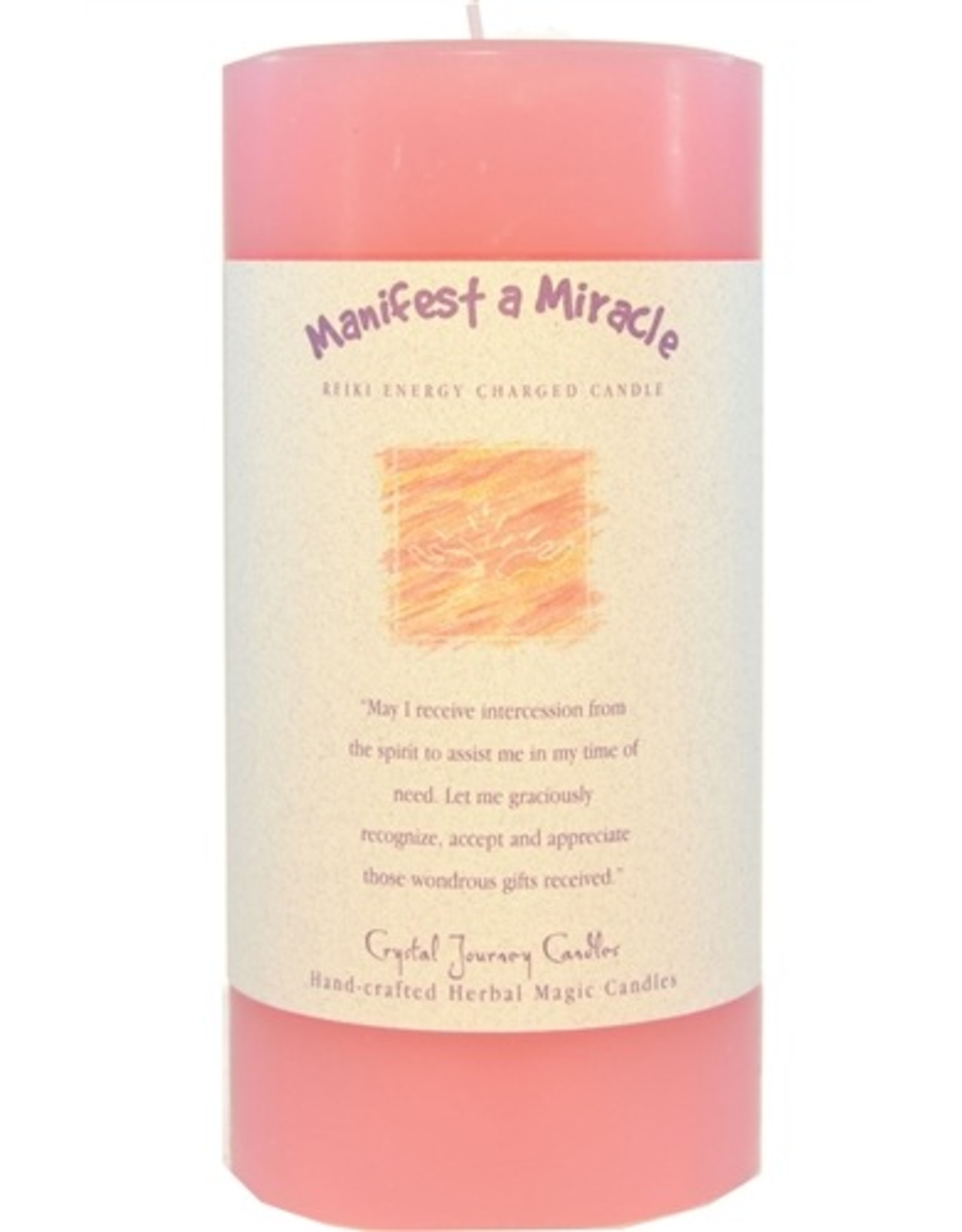 Crystal Journey Pillar 3x6 Candle-Manifest a Miracle