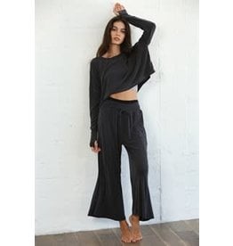 By Together Wide Leg Rib Pants with Front Waist Tie