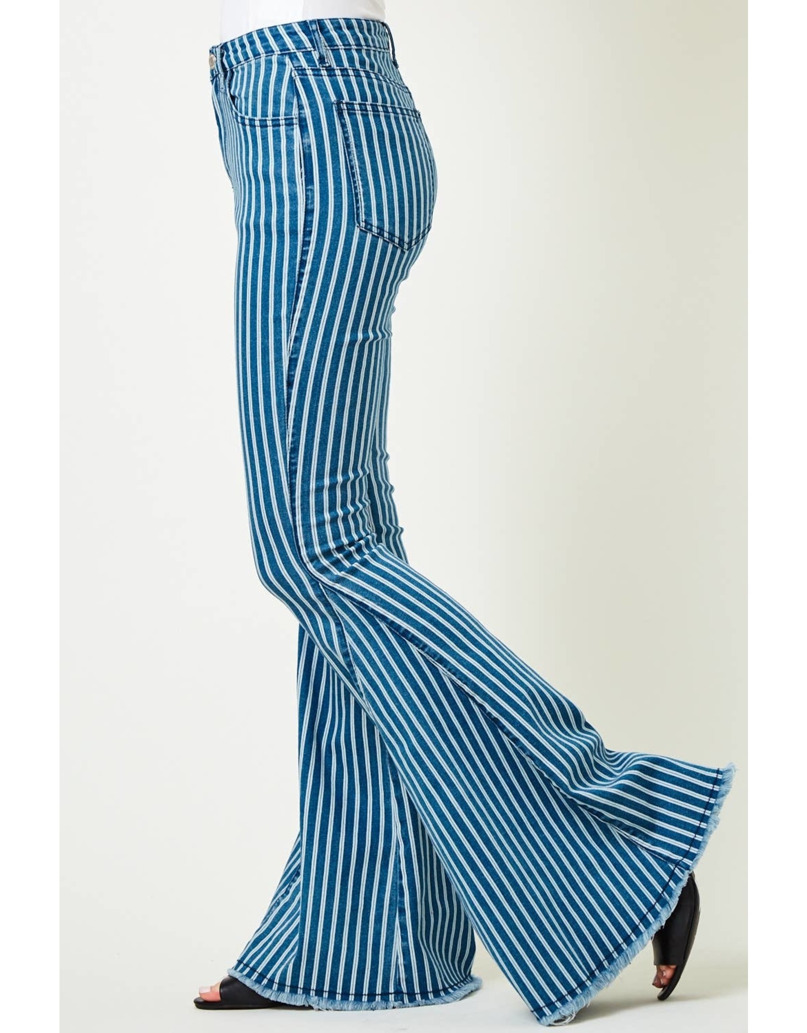 Stripe Denim Flare Bell Bottom Pants 