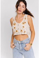 LeLis Crochet Embroidered Tank Crop Top