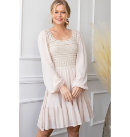Easel Crochet Mix Rayon Gauze Dress