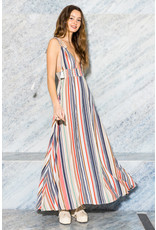 En Creme Multi Color Striped Maxi Dress