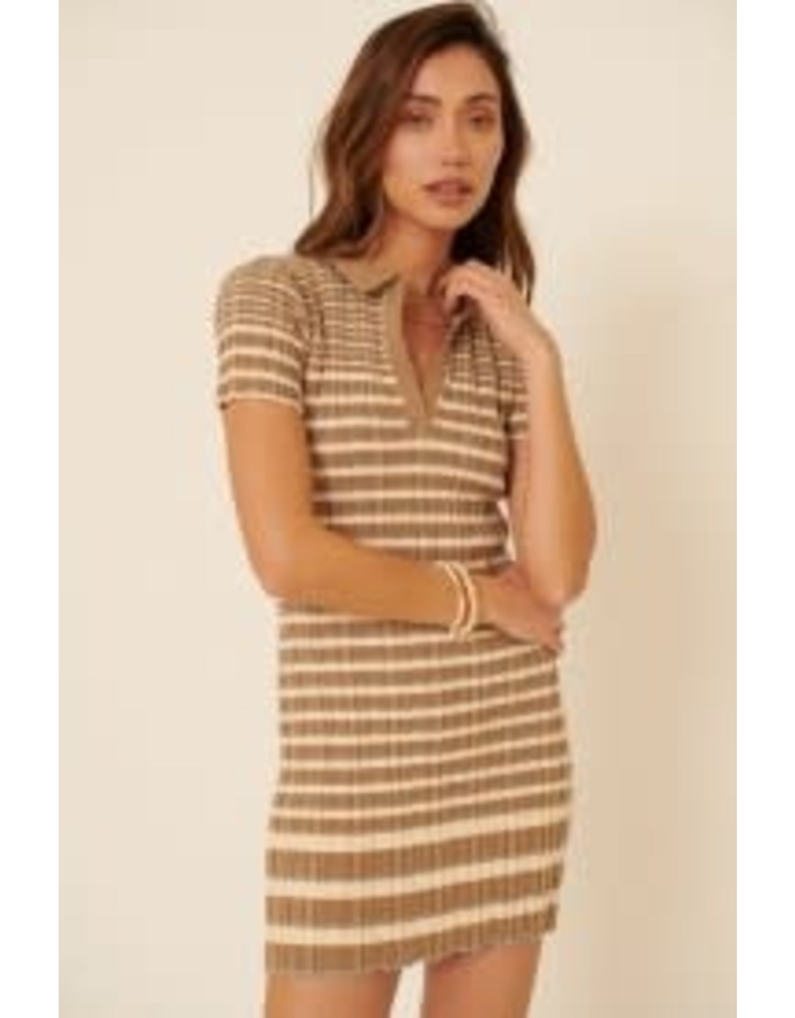 Promesa Ribbed Knit Striped Mini Sweater Dress