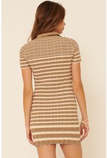 Promesa Ribbed Knit Striped Mini Sweater Dress