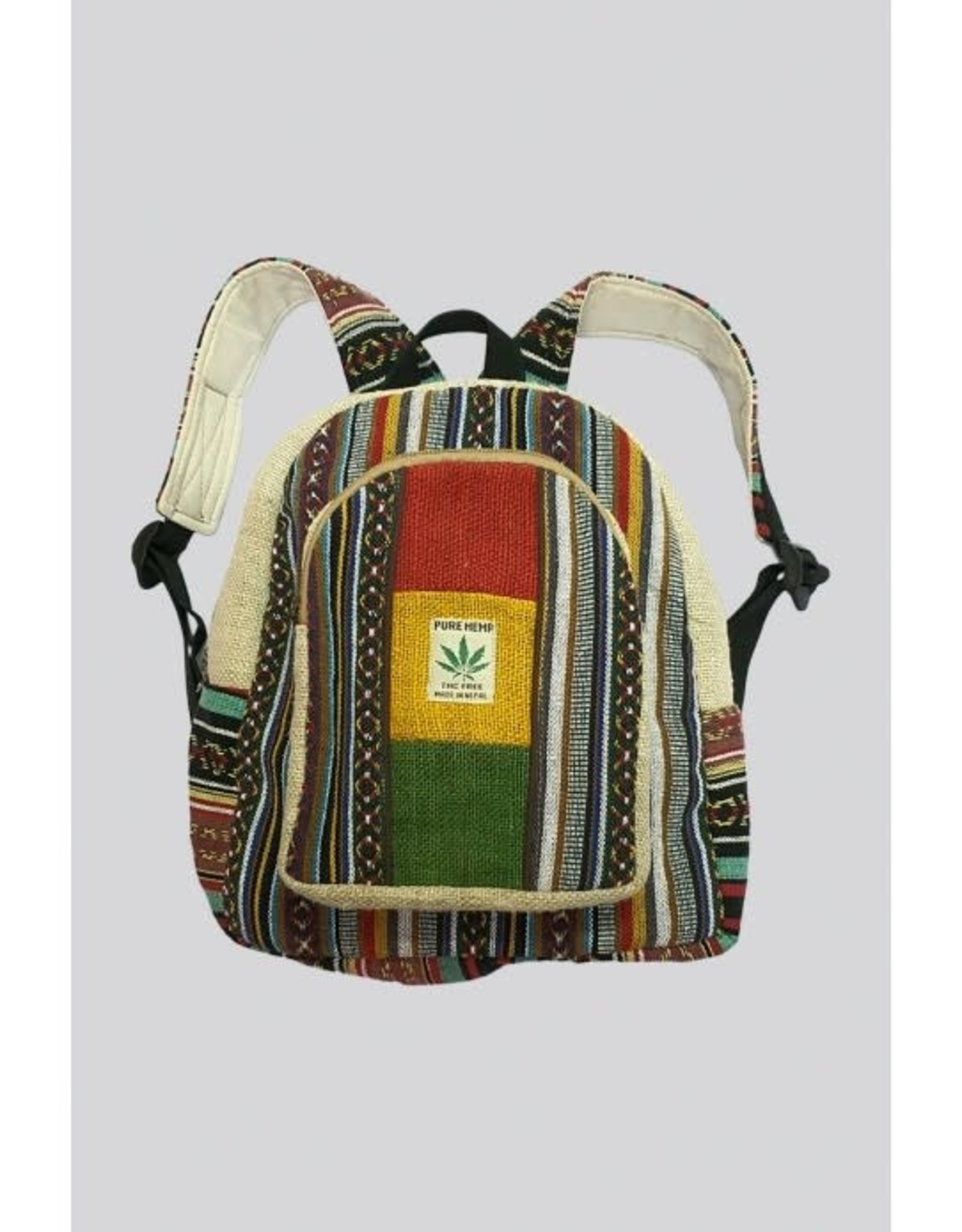 Kathmandu Imports Multi Stripe Cotton & Hemp Rasta Backpack