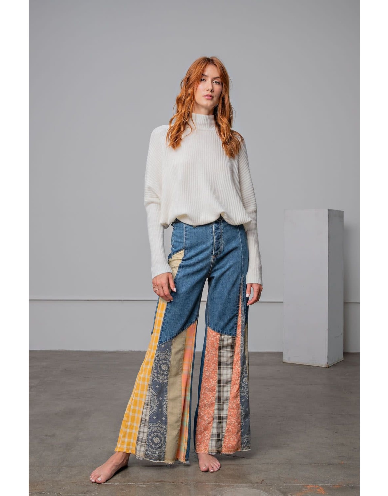 Vitelli — Patchwork Denim Bell Bottom Pants