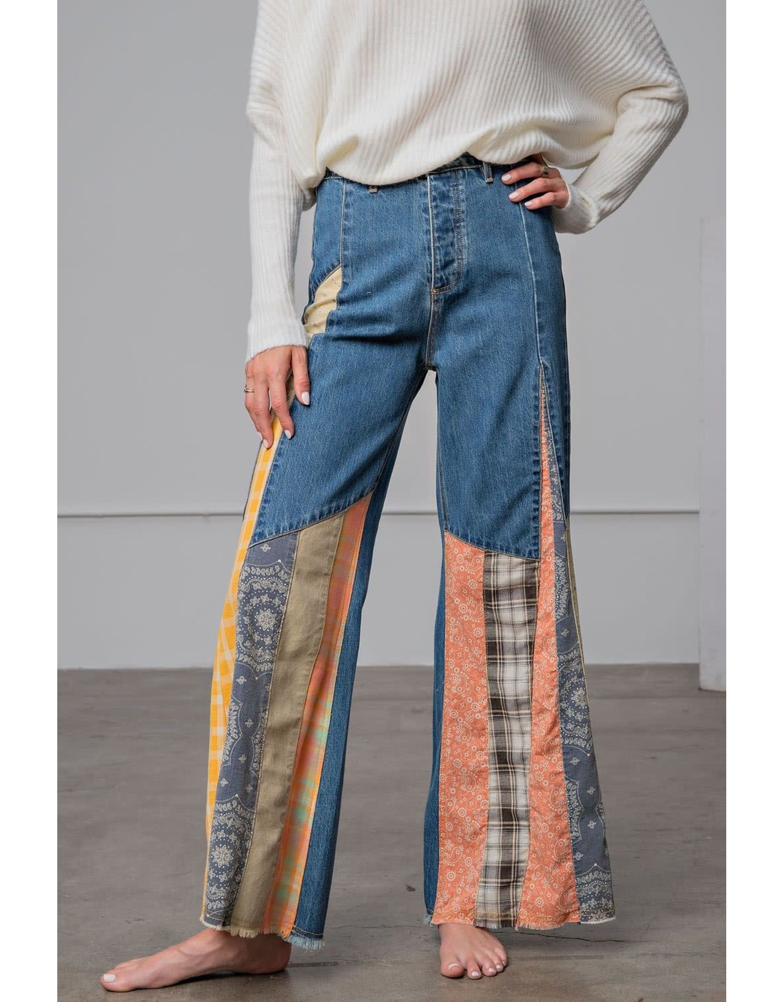 Vitelli — Patchwork Denim Bell Bottom Pants