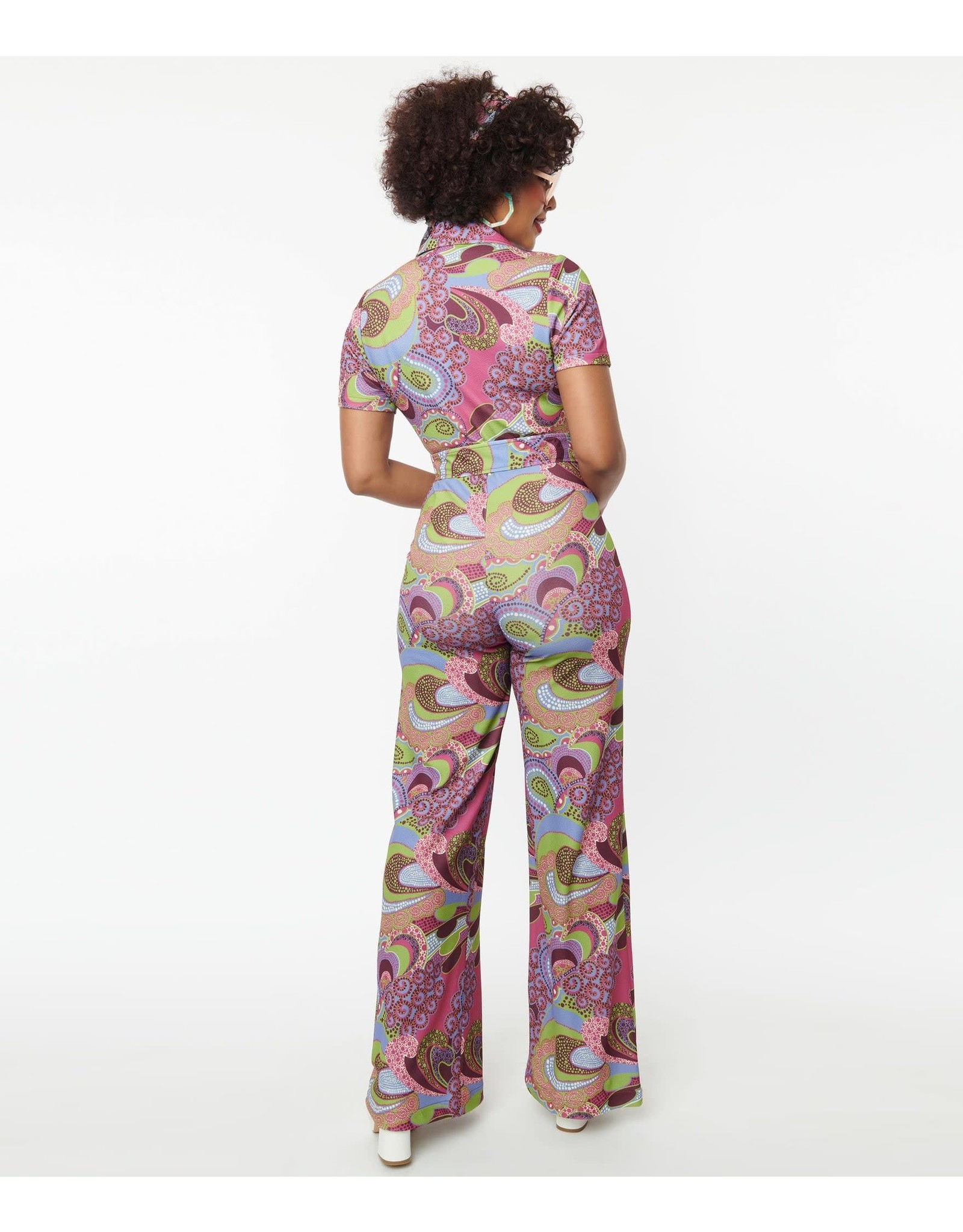 Abstract Paisley Belted Jumpsuit Passport To Peru