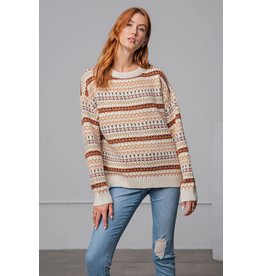 Easel Multi Color Patterned Sweater