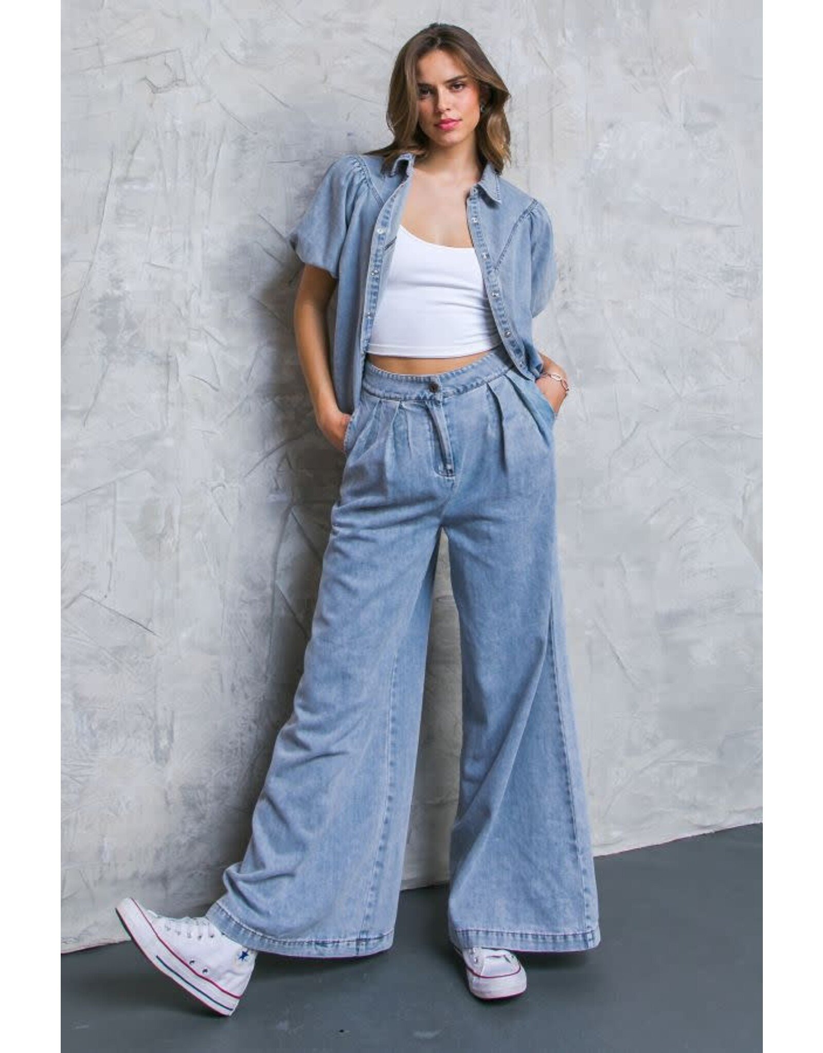 Flying Tomato Wide Relaxed Acid Denim Jeans