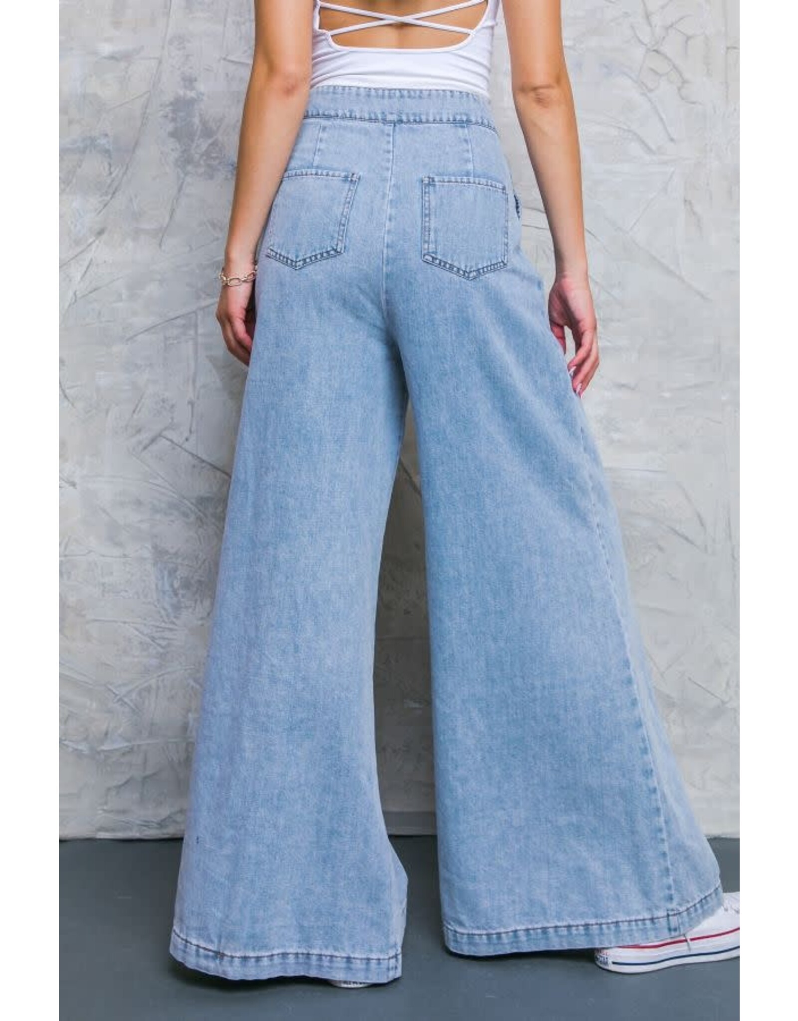 Flying Tomato Wide Relaxed Acid Denim Jeans