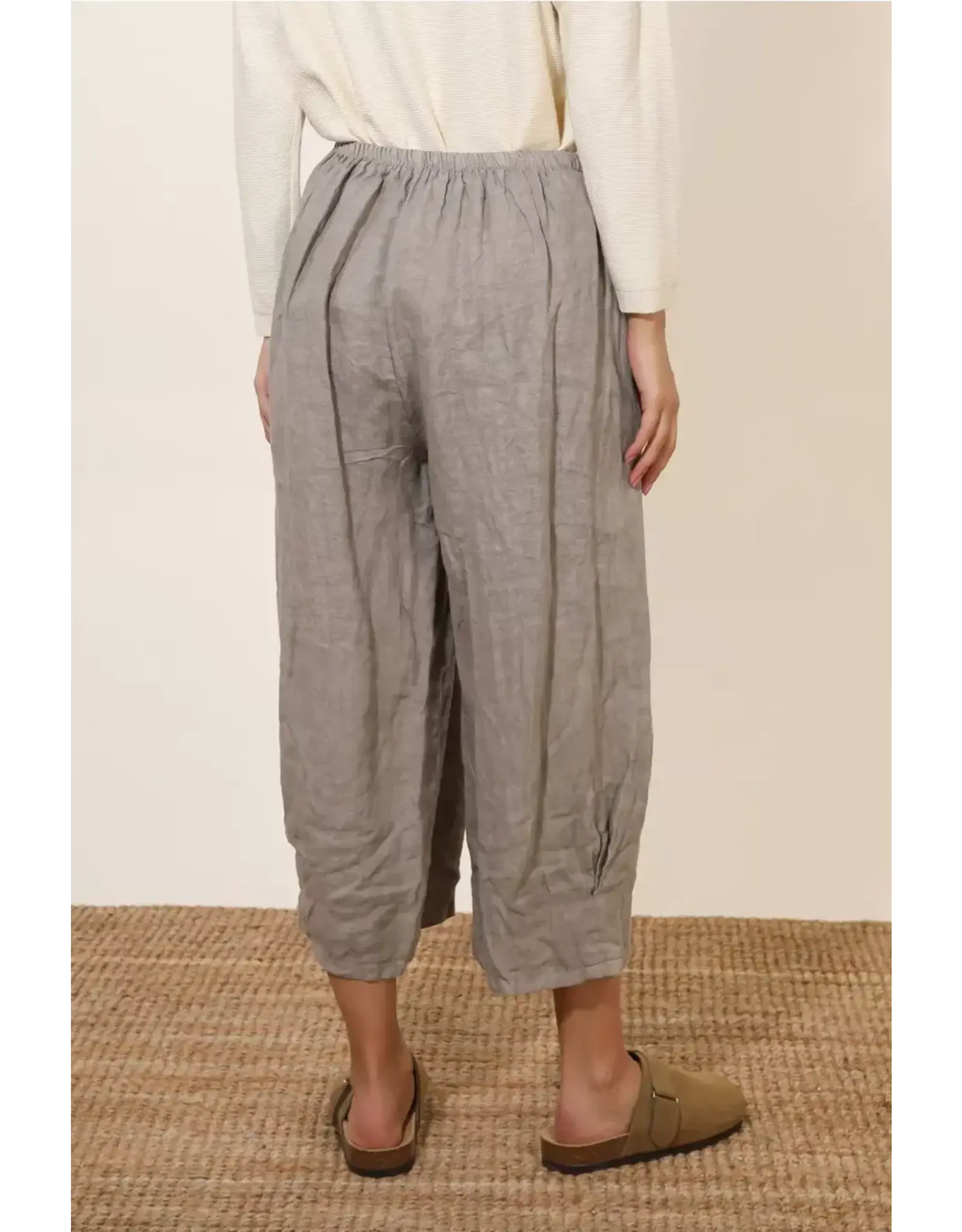 La Maison Cropped Front Pocket Linen Pants