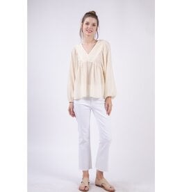 Very J Puff Sleeve Embroidered Blouse