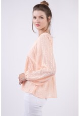 Very J Puff Sleeve Embroidered Blouse