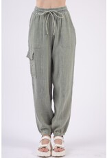 Very J Washed Woven Crinkle Cargo Pants