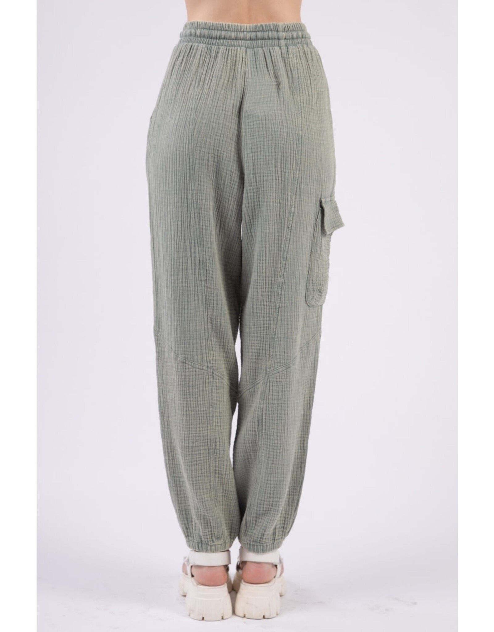 Very J Washed Woven Crinkle Cargo Pants