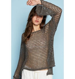 Pol Clothing Drop Shoulder Open Knit Sweater Top