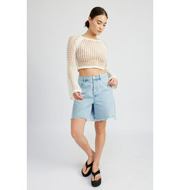 Emory Park Open Knit Crochet Crop Top