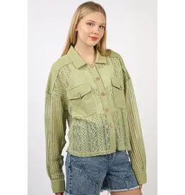 Very J Oversized Lace Shirt Jacket