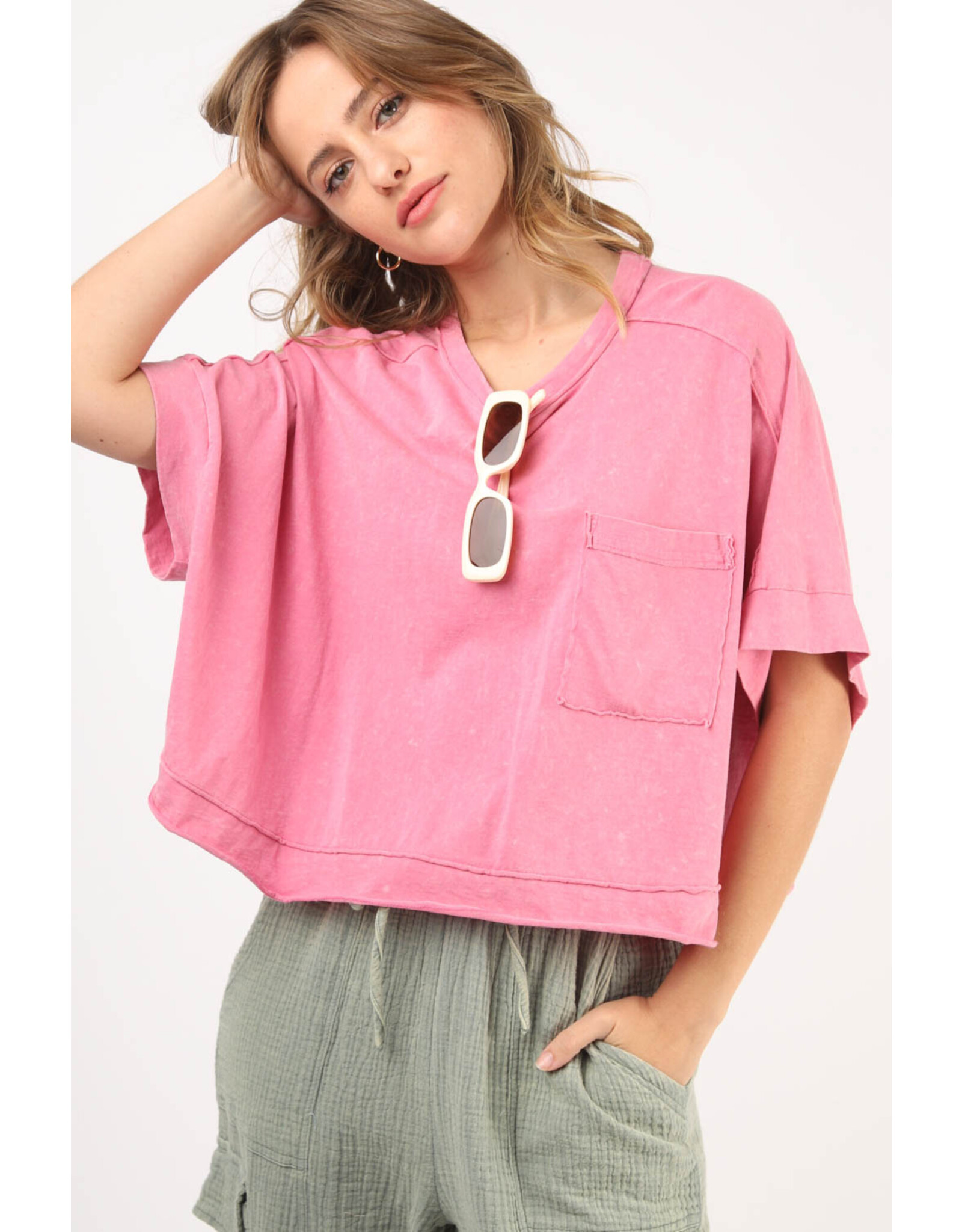 Very J Oversized Cropped Comfy Knit Top