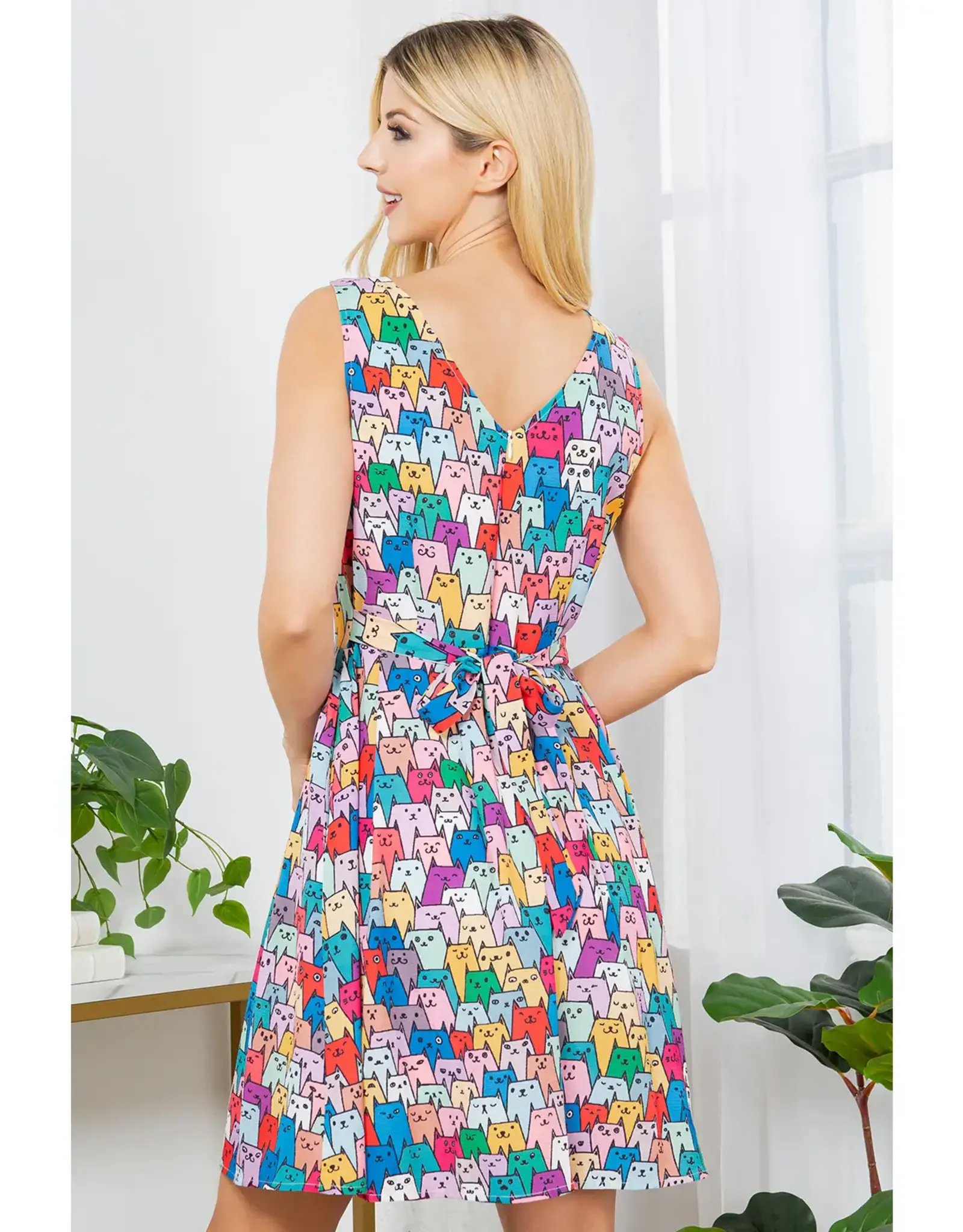 LA Soul Colorful Cat Print Dress
