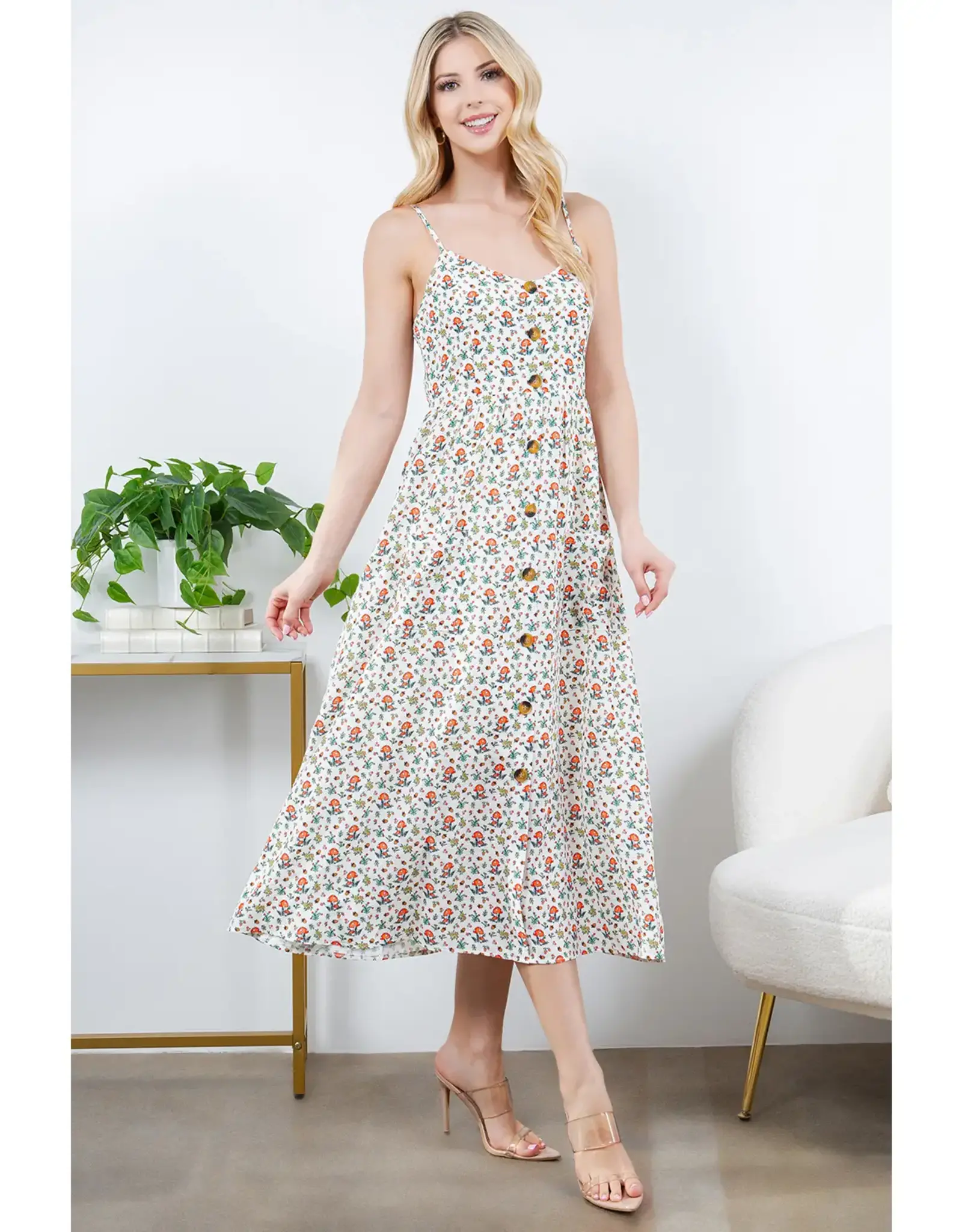 LA Soul Mushroom Print Cami Maxi Dress