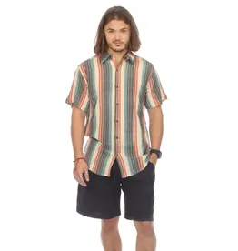 Lakhay's Mens S/S Button Down Stripe Shirt