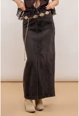 Blu Pepper Paneled Denim Midi Skirt