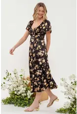 Blu Pepper Smocked Floral Print Midi Dress