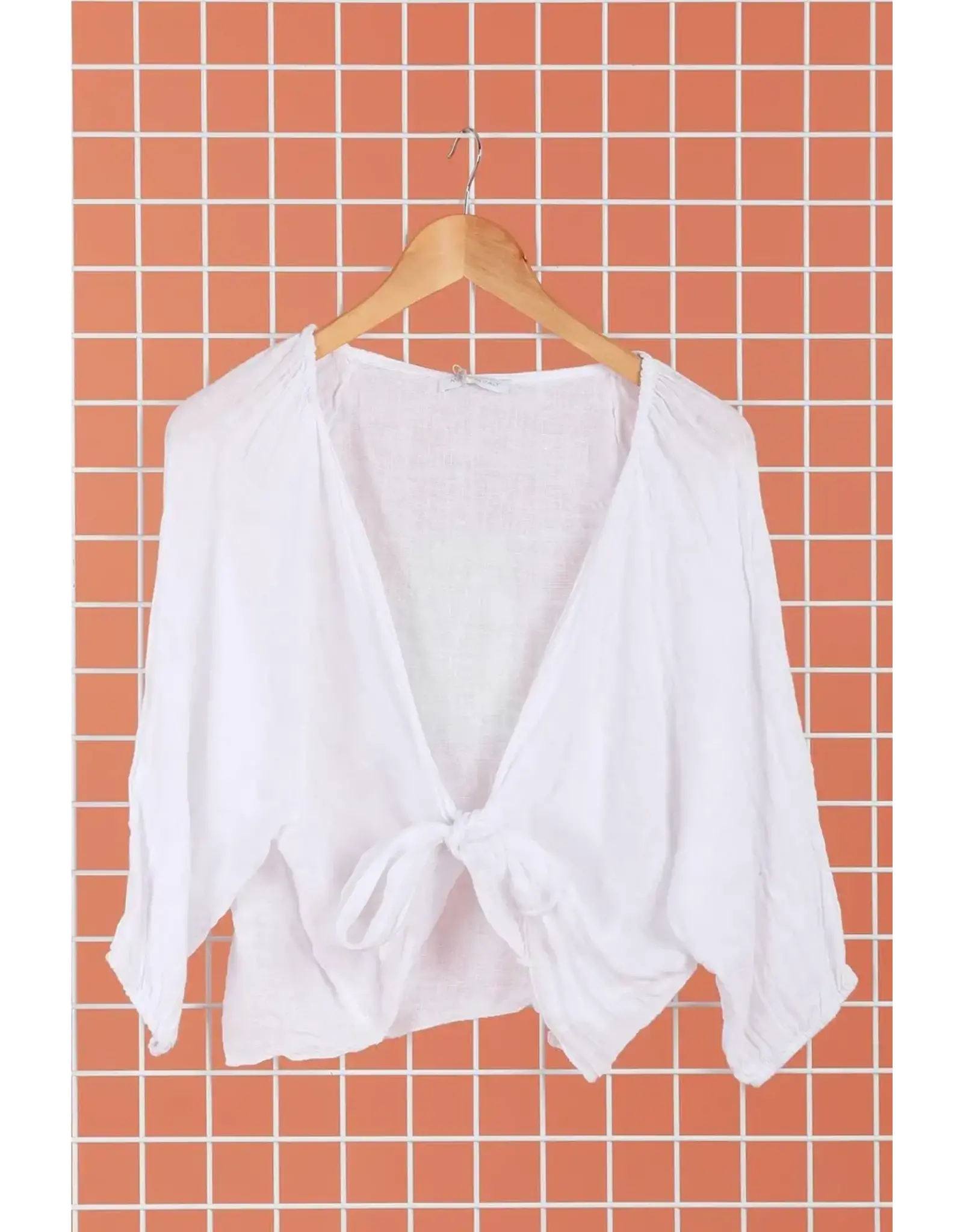 La Maison Linen Front Tie Cover Up Top