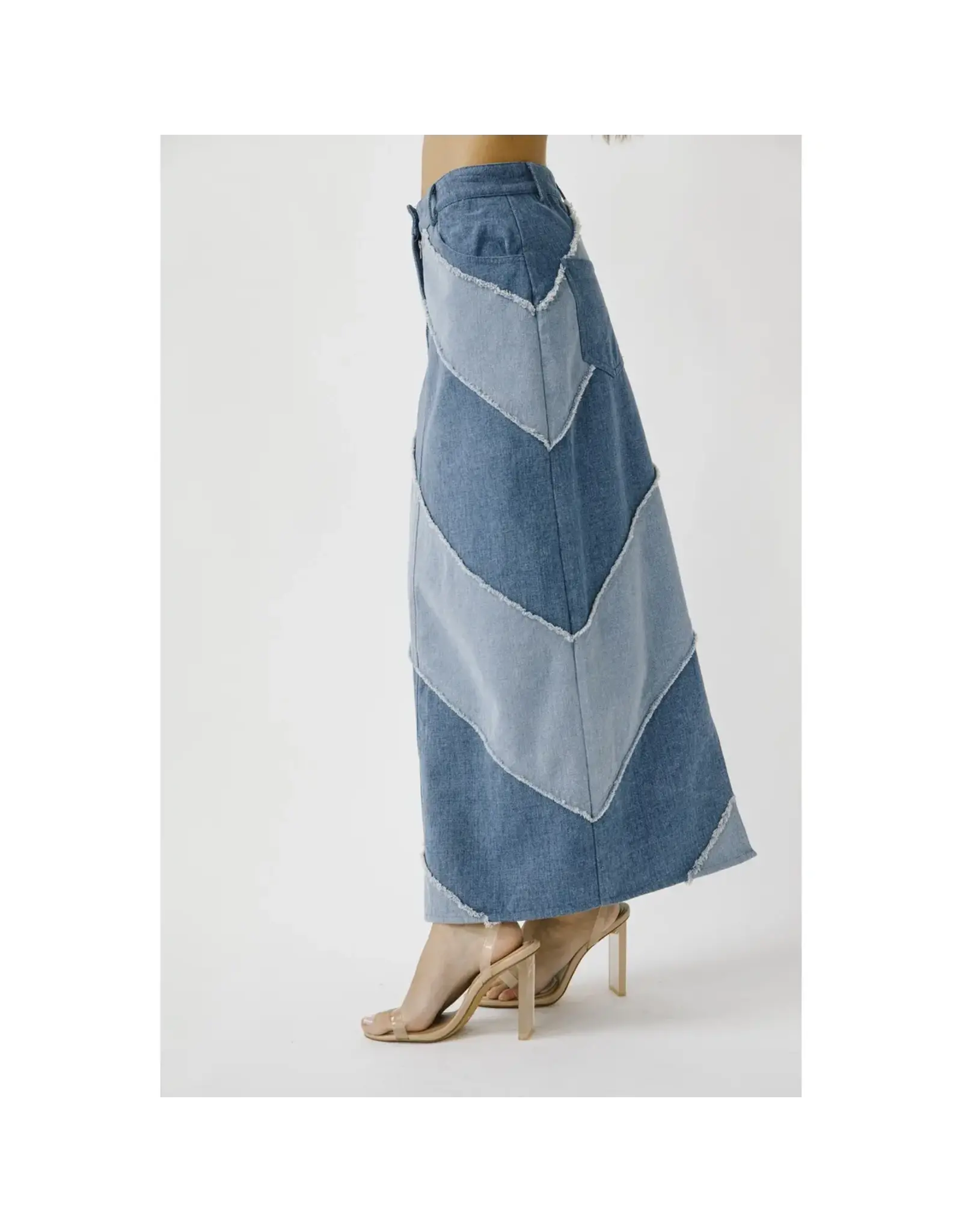 Storia Diagonal Block Denim Skirt