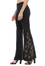 T Party Mineral Wash Floral Embroidered Flare Yoga Pants