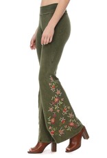 T Party Mineral Wash Floral Embroidered Flare Yoga Pants