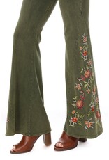 T Party Mineral Wash Floral Embroidered Flare Yoga Pants