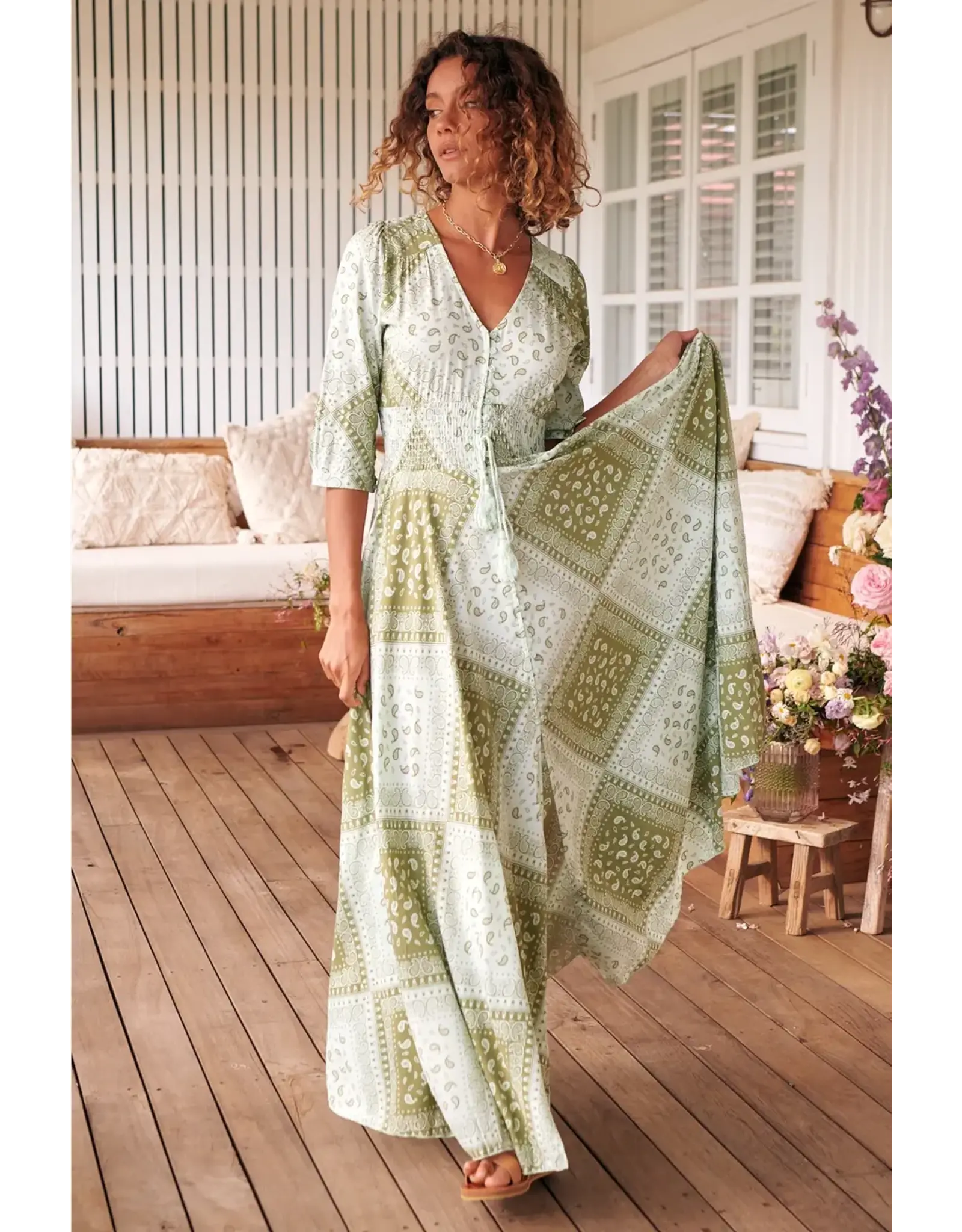 Jaase Print Front Button Maxi
