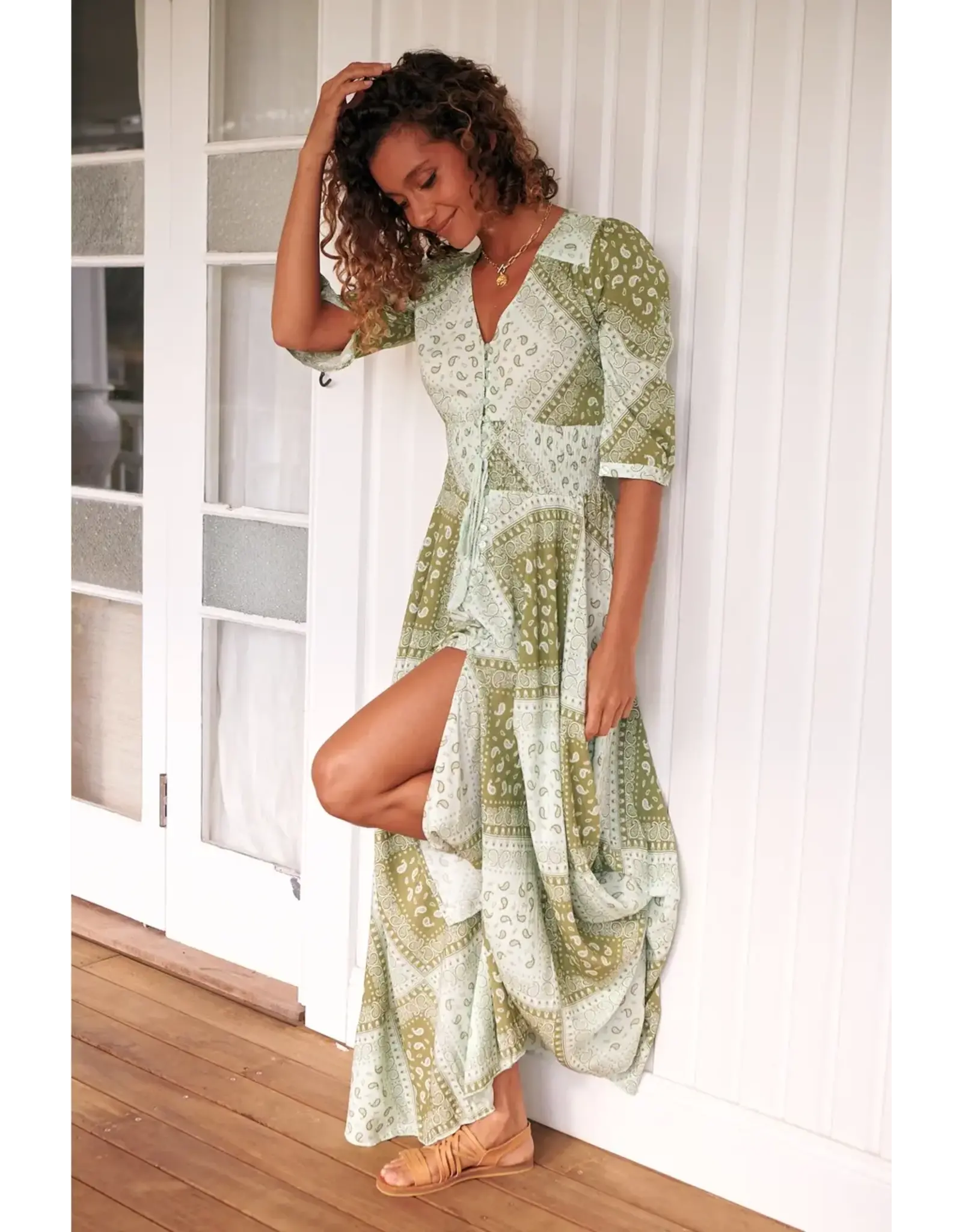 Jaase Print Front Button Maxi