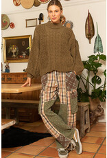 Pol Clothing Chenille Cable Knit Mock Collar Sweater