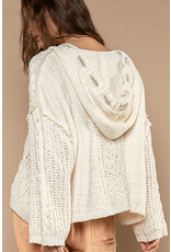 Pol Clothing Chenille V-Neck Pullover Hoodie Sweater