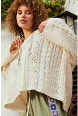 Pol Clothing Chenille V-Neck Pullover Hoodie Sweater