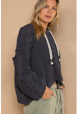 Pol Clothing Chenille V-Neck Pullover Hoodie Sweater
