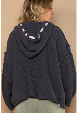 Pol Clothing Chenille V-Neck Pullover Hoodie Sweater