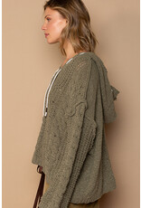 Pol Clothing Chenille V-Neck Pullover Hoodie Sweater